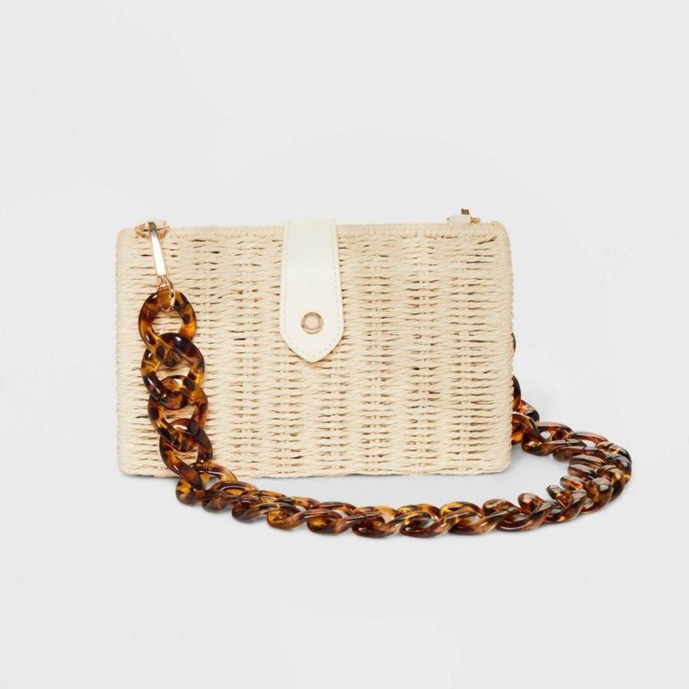a new day Cream Shoulder Bag with Brown Chain